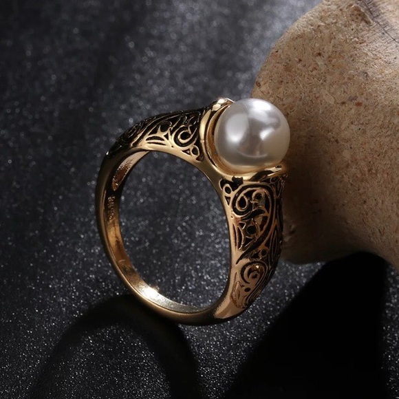 New 925 Sterling Silver Yellow Gold Pearl Ring - Picture 7 of 7